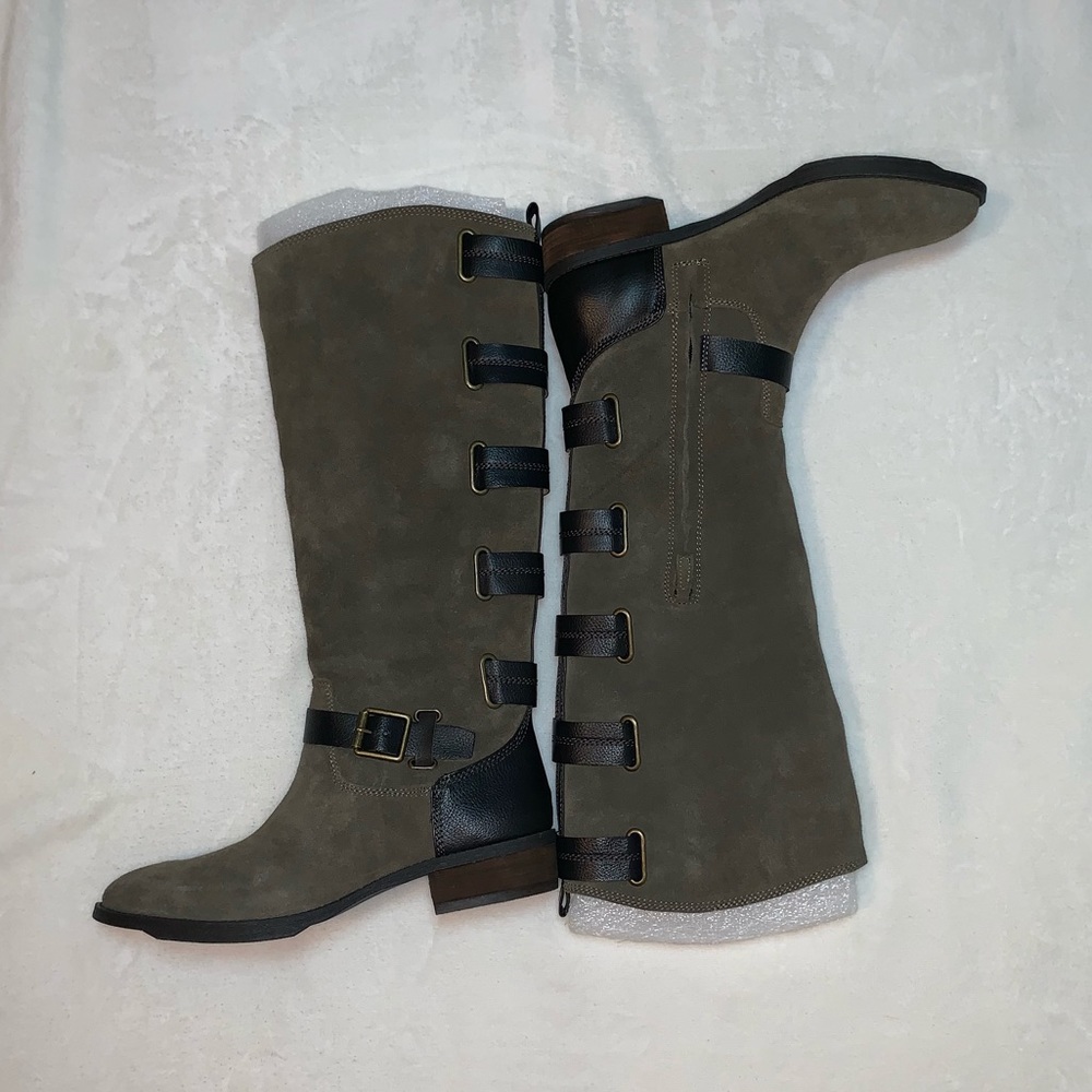 {Sole Society} olive and brown riding boots NWOT
